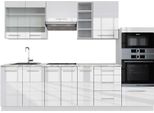 Vicco Cucina Componibile Fame-Line, 280 Cm , Pt Marmo, Bianco Lucido/Bianco