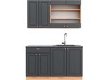 Vicco Cucina Completa Fame-Line, 140 Cm , Pt Antracite, Antracite Country House/Oro Kraft Oak