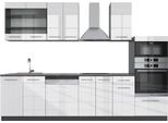 Vicco Cucina Componibile Fame-Line, 300 Cm Con Armadio Alto, Pt Antracite, Bianco Lucido/Antracite
