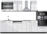 Vicco Cucina Componibile Fame-Line, 300 Cm Con Armadio Alto, Pt Marmo, Bianco Lucido/Antracite
