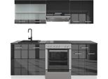 Vicco Cucina Componibile Fame-Line, 200 Cm , Pt Antracite, Antracite Lucido/Bianco