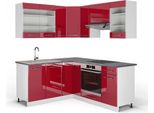 Vicco Cucina Angolare Completa Fame-Line, 160 X 190 Cm , Pt Antracite, Bordeaux Lucido/Bianco