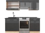Vicco Cucina Componibile R-Line, 200 Cm , Pt Antracite, Antracite Lucido/Oro Power Oak