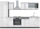 Vicco Cucina Componibile R-Line, 300 Cm , Pt Marmo, Bianco Lucido/Antracite