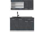 Vicco Cucina Monoblocco R-Line, 140 Cm Pt Antracite, Nero Cemento/Bianco
