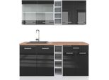 Vicco Cucina Completa R-Line, 160 Cm , Pt Rovere, Antracite Lucido/Bianco