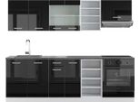 Vicco Cucina Componibile R-Line, 240 Cm , Pt Antracite, Nero Lucido/Bianco