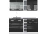 Vicco Cucina Completa R-Line, 160 Cm , Pt Antracite, Antracite Lucido/Bianco