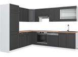 Vicco Cucina Angolare Completa Fame-Line, 227 X 287 Cm , Pt Rovere, Antracite-Oro/Bianco