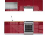 Vicco Cucina Componibile Fame-Line, 240 Cm , Pt Rovere, Bordeaux Lucido/Bianco