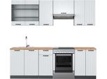 Vicco Cucina Componibile Fame-Line, 240 Cm , Pt Rovere, Bianco Casa Di Campagna/Antracite