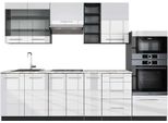 Vicco Cucina Componibile Fame-Line, 280 Cm , Pt Marmo, Bianco Lucido/Antracite