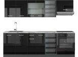 Vicco Cucina Componibile R-Line, 240 Cm , Pt Marmo, Nero Lucido/Antracite