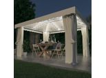 The Living Store Gazebo Con Tende E Luci Led 4X3 M Bianco Crema