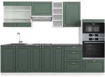 Vicco Cucina Componibile Fame-Line, 280 Cm , Pt Antracite, Verde-Oro Country House/Bianco