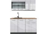 Vicco Cucina Monoblocco R-Line, 140 Cm , Pt Rovere, Bianco Lucido/Antracite