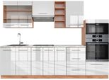 Vicco Cucina Componibile Fame-Line, 280 Cm , Pt Marmo, Bianco Lucido/Oro Power Oak