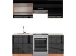 Vicco Cucina Componibile Fame-Line, 200 Cm , Pt Marmo, Antracite Lucido/Oro Power Oak