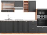Vicco Cucina Componibile Fame-Line, 280 Cm , Pt Marmo, Antracite Country House/Oro Kraft Oak