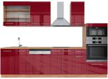 Vicco Cucina Componibile Fame-Line, 300 Cm Con Armadio Alto, Pt Rovere, Bordeaux Lucido/Rovere Dorato