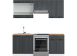 Vicco Cucina Componibile Fame-Line, 200 Cm , Pt Rovere, Antracite Casa Di Campagna/Bianco