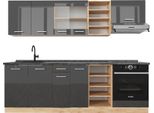 Vicco Cucina Componibile R-Line, 240 Cm , Pt Antracite, Antracite Lucido/Oro Power Oak