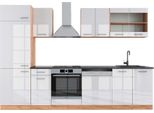 Vicco Cucina Componibile R-Line, 300 Cm , Pt Antracite, Bianco Lucido/Oro Power Oak