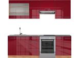 Vicco Cucina Componibile Fame-Line, 240 Cm , Pt Antracite, Bordeaux Lucido/Rovere Dorato