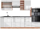 Vicco Cucina Componibile Fame-Line, 280 Cm , Pt Antracite, Bianco Lucido/Oro Power Oak