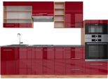Vicco Cucina Componibile Fame-Line, 280 Cm , Pt Antracite, Bordeaux Lucido/Rovere Dorato