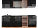 Vicco Cucina Componibile R-Line, 240 Cm , Pt Marmo, Rovere Nero/Oro Lucido