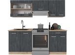 Vicco Cucina Componibile R-Line, 200 Cm Pt Rovere, Calcestruzzo Nero/Quercia Dorata