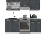 Vicco Cucina Componibile R-Line, 200 Cm Senza Piano Di Lavoro, Nero Cemento/Bianco