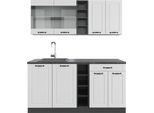 Vicco Cucina Completa R-Line, 160 Cm , Pt Antracite, Bianco Casa Di Campagna/Antracite