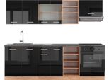 Vicco Cucina Componibile R-Line, 240 Cm , Pt Antracite, Rovere Nero/Oro Lucido