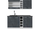 Vicco Cucina Completa R-Line, 160 Cm Pt Antracite, Nero Cemento/Bianco