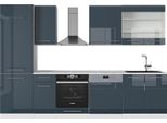 Vicco Cucina Componibile Fame-Line, 300 Cm , Pt Marmo, Blu Scuro Lucido/Bianco