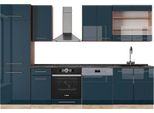 Vicco Cucina Componibile Fame-Line, 300 Cm , Pt Antracite, Blu Scuro Lucido/Rovere Dorato