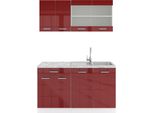 Vicco Cucina Completa R-Line, 140 Cm , Pl Marmo, Rosso Lucido/Bianco/Bianco