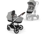 Cybex EOS Lux Kinderwagen (2-in-1 Kinderwagen), Cybex Kinderwagen Gestell:Silver, Farbe:Stone Grey