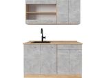 Vicco Cucina Monoblocco R-Line, 140 Cm , Pl Rovere, Calcestruzzo/Quercia Dorata