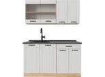 Vicco Cucina Monoblocco R-Line, 140 Cm , Pl Antracite, Casa Di Campagna Bianca/Quercia Dorata