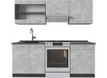Vicco Cucina Componibile R-Line, 200 Cm , Pl Antracite, Calcestruzzo/Antracite