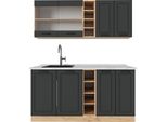 Vicco Cucina Completa R-Line, 160 Cm , Pl Marmo, Antracite Casa Di Campagna/Rovere Dorato