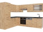 Vicco Cucina Angolare Completa Fame-Line, 227 X 60 Cm , Pl Antracite, Quercia Dorata/Quercia Dorata