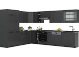 Vicco Cucina Angolare Completa Fame-Line, 347 X 60 Cm , Pl Marmo, Grigio Scuro/Antracite