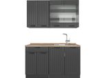 Vicco Cucina Monoblocco Fame-Line, 140 Cm , Pl Rovere, Grigio Scuro/Antracite