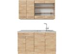 Vicco Cucina Monoblocco Fame-Line, 140 Cm , Pl Marmo, Quercia Dorata/Quercia Dorata