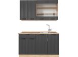 Vicco Cucina Monoblocco Fame-Line, 140 Cm , Pl Rovere, Grigio Scuro/Quercia Dorata