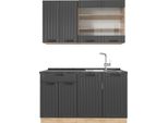 Vicco Cucina Monoblocco Fame-Line, 140 Cm , Pl Antracite, Grigio Scuro/Quercia Dorata